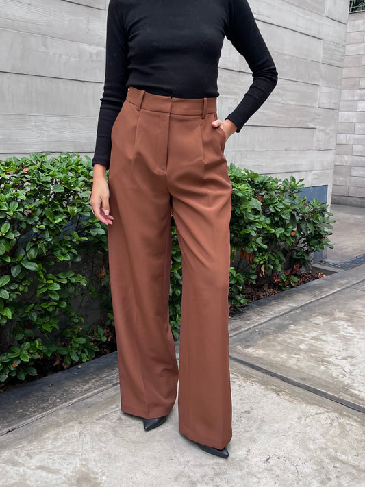 PANTALON SASTRE REGULAR MARRÓN